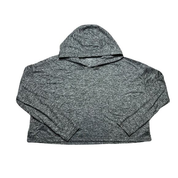 Athleta Uptempo Short Cropped Hoodie heathered charcoal Grey Size Medium - Picture 2 of 10